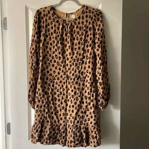 A New Day Camel Leopard Long Sleeve dress